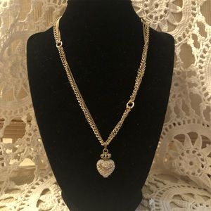 Vintage Juicy Couture Multi Strand Jeweled Heart Necklace